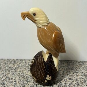 Tagua Nut Vegetable Ivory Bird Carving Eagle Figurine 4" Tall Rainforest Seed‎